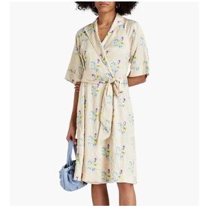 GANNI crinkled butter yellow floral dress